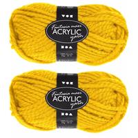 5x stuks bolletjes geel maxi acryl wol/garen 35 meter -