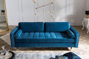Sofa Allure 225cm aquablauw fluweel
