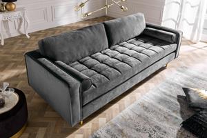 Invicta Interior Bank Cozy Fluweel 220cm Grijs Fluweel/ 39846