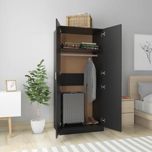 vidaXL Kleiderschrank Schwarz 80×52×180 cm Spanplatte 