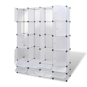 vidaXL Modulaire kast met 18 compartimenten wit 37 x 146 x 180,5 cm