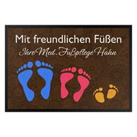 Klebefieber Fußmatte Mit freundlichen Füßen Wunschtext