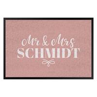 Klebefieber Fußmatte Mr und Mrs Wunschtext
