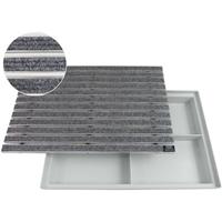EMCO 60x40cm Eingangsmatte DIPLOMAT Rips hellgrau 22mm + ACO Bodenwanne Fußmatte Türmatte Abstreifer Fußabtreter