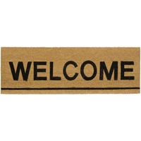 relaxdays Fußmatte lang Kokos 40 x 120 cm mit Spruch WELCOME Kokosmatte als Fußabtreter für breite Türen Innen und Außen mit rutschfester Gummi-Unterseite als