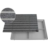 EMCO 60x40cm Eingangsmatte DIPLOMAT Large Rips hellgrau 22mm + ACO Bodenwanne Fußmatte Türmatte Abstreifer Fußabtreter