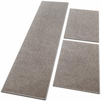 FLOORDIREKT 1A Bettumrandung Ponto Beige 1 Läufer 67x250 cm + 2 Brücken 67x140 cm