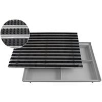 EMCO 60x40cm Eingangsmatte DIPLOMAT Bürsten schwarz 22mm + ACO Bodenwanne Vario Light Fußmatte Türmatte Abstreifer