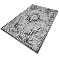 FLOORDIREKT Flachgewebter Teppich Vintage Grau 80 x 150 cm