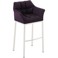 bauwerkmanufacture Barhocker Damaso Stoff mit 4-Fuß Gestell-lila-Metall matt weiß - BAUWERK MANUFACTURE