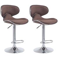 clp 2er Set Barhocker Las Vegas V2 Stoff-braun-Chrom