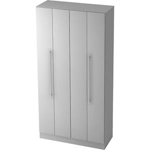 Kast met vouwdeuren JENA, 5 ordnerhoogten, B 1000 x D 420 x H 2004 mm, lichtgrijs