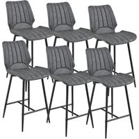 [en.casa] Barhocker 6er Set Dunkelgrau Metall Barstuhl Tresenhocker Barsessel