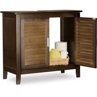 relaxdays Waschbeckenunterschrank dunkelbraun LAMELL, Badschrank aus Bambus, Waschbeckenschrank, HBT: 60 x 67 x 30 cm