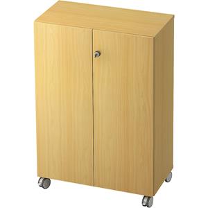 CONTACT - Dossierkast, 2 legborden, met wielen, beukenhoutdecor