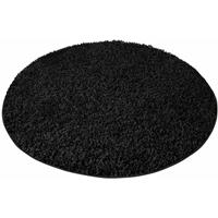 FLOORDIREKT 1A Shaggy-Teppich | Barcelona | Schwarz 78 | Rund | 200 cm Durchmesser