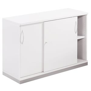 THEA - Schuifdeurkast, 1 legbord, 2 ordnerhoogtes, oud wit