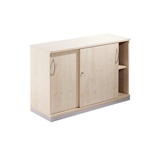 fmbüromöbel THEA Schiebetürenschrank - 1 Fachboden, 2 Ordnerhöhen - Ahorn-Dekor Aktenschrank