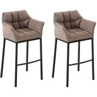 clp 2er Set Barhocker Damaso Stoff mit 4-Fuß Gestell-terrabraun-Schwarz