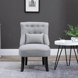HOMCOM relaxstoel met rugkussen, fauteuil, tv-stoel, verhoogde poten, linnen, grijs, 52,5 x 69 x 77 cm