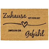 relaxdays Fußmatte Kokos 'Zuhause ist kein Ort sondern ein Gefühl', Türmatte außen & innen, Kokosmatte 60x40 cm, natur - 