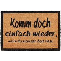 relaxdays Fußmatte KOMM WIEDER, aus Kokosfasern, rutschfeste Türmatte, innen und draußen, BxT: 60 x 40 cm, natur/schwarz - 
