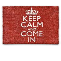 relaxdays Fußmatte Kokos Spruch KEEP CALM 40 x 60cm Kokosmatte mit rutschfester PVC Unterlage Fußabtreter aus Kokosfaser als Schmutzfangmatte und