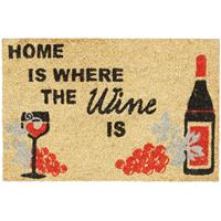 relaxdays Fußmatte Kokos Spruch HOME IS WHERE THE WINE IS Kokosmatte 40 x 60 mit rutschfester PVC Unterlage Fußabtreter aus Kokosfaser als Eingangsmatte und