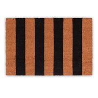 relaxdays Fußmatte Streifen aus Kokos, HxBxT: 1,5 x 60 x 40 cm gestreift, rutschfest, Gummi, Kokosfaser, braun-schwarz - 