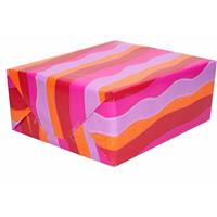 Duni 3x Inpakpapier/cadeaupapier roze/paars/oranje/rood in golf 200 x 70 cm -