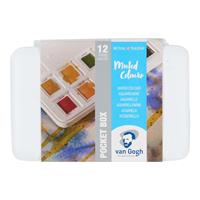 Talens Van Gogh Aquarelverf pocket box gedempte tinten met 12 kleuren in halve napjes