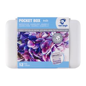 Talens Van Gogh Aquarelverf pocket box roze en violetten met 12 kleuren in halve napjes