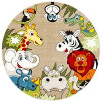 Pergamon Kinder Teppich Faro Safari Bunt Tiere Rund bunt Gr. 160