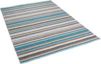 THEKO Natur Teppich Kelim Capri Streifen petrol Gr. 90 x 160