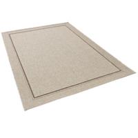 Pergamon In & Outdoor Teppich Flachgewebe Natur Panama Bordüre grau Gr. 80 x 150