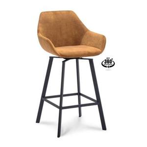 Leen Bakker Barkruk Riyo - velvet - cognac - 65 cm - 2 stuks