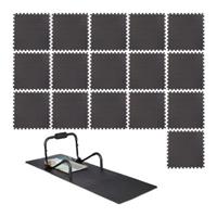 Relaxdays 16er Set Bodenschutzmatten Puzzlematten je 60 x 60 cm Fitnessmatten Schutzmatten schwarz