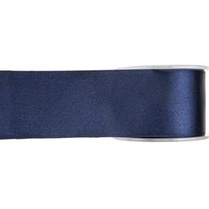 1x Hobby/decoratie navyblauwe satijnen sierlinten 2,5 cm/25 mm x 25 meter -