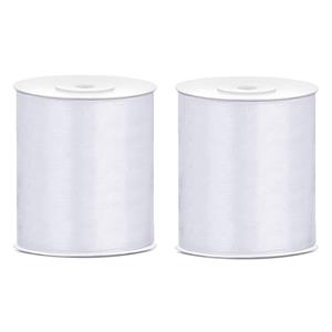 3x Hobby/decoratie wit satijnen sierlinten 10 cm/100 mm x 25 meter -