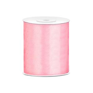 1x Hobby/decoratie roze satijnen sierlint 10 cm/100 mm x 25 meter -