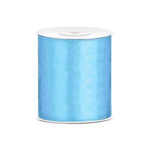 1x Hobby/decoratie blauw satijnen sierlint 10 cm/100 mm x 25 meter -