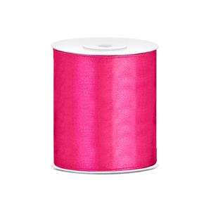 1x Hobby/decoratie fuchsia roze satijnen sierlint 10 cm/100 mm x 25 meter -