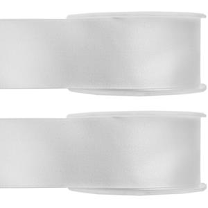 2x Hobby/decoratie witte satijnen sierlinten 2,5 cm/25 mm x 25 meter -