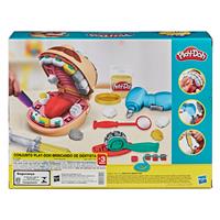 Hasbro Play-Doh Zahnarzt Dr. Wackelzahn, Knetset mit Kariesknete und metallfarbener Knete, 10 Knetwerkzeugen, 8 Dosen à 56 g bunt