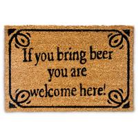 relaxdays Fußmatte Kokos BRING BEER 40 x 60 cm Kokosmatte mit rutschfestem PVC Boden Fußabtreter aus Kokosfaser als Schmutzfangmatte und Sauberlaufmatte