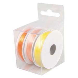 3x Rollen hobby/decoratie kleurenmix oranje satijnen sierlint 3 mm x 6 meter -