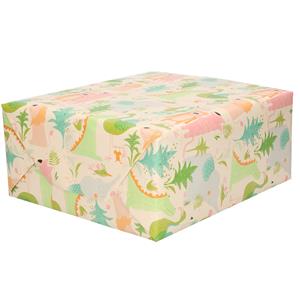 Shoppartners 1x Inpakpapier / cadeaupapier pastel tinten jungle dieren thema 200 x 70 cm -