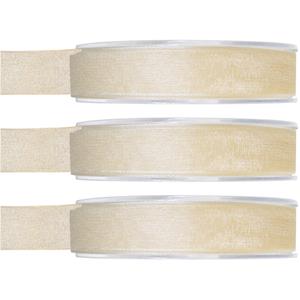 3x Hobby/decoratie ivoorwitte organza sierlinten 1,5 cm/15 mm x 20 meter -