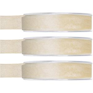 3x Hobby/decoratie ivoorwitte organza sierlinten 1,5 cm/15 mm x 20 meter -