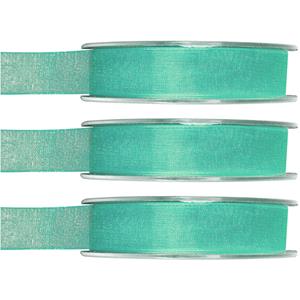 3x Hobby/decoratie mintgroene organza sierlinten 1,5 cm/15 mm x 20 meter -